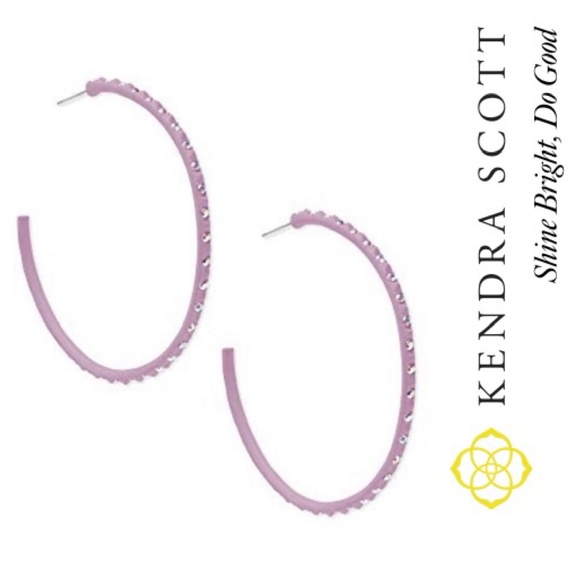 NWT KENDRA SCOTT VAL CRYSTAL HOOP EARRINGS in MATTE LILAC - Picture 2 of 8